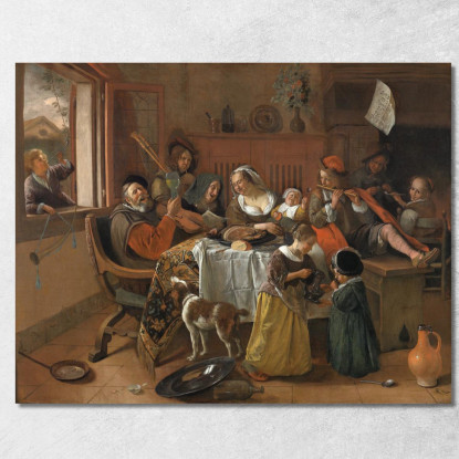 La Famiglia Allegra Jan Steen jsn71 quadro stampato su tela