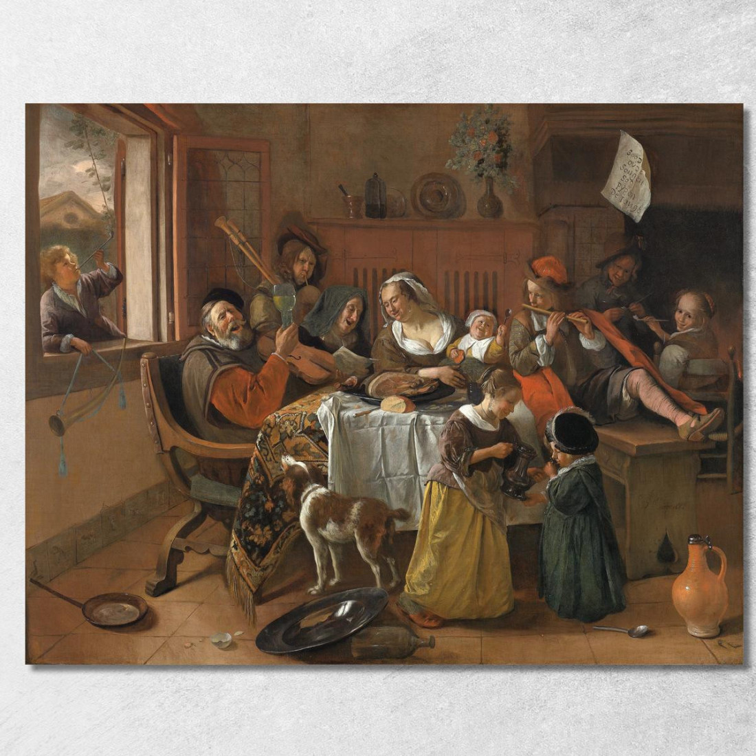 La Famiglia Allegra Jan Steen jsn71 quadro stampato su tela La Famiglia Allegra Jan Steen jsn71 quadro stampato su tela