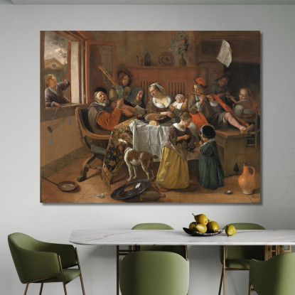 La Famiglia Allegra Jan Steen jsn71 quadro stampato su tela