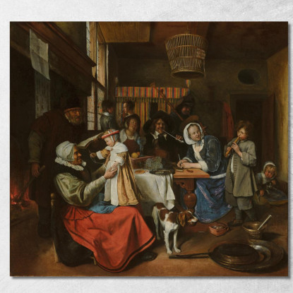 Come Cantano I Vecchi Così Fischiano I Giovani Jan Steen jsn89 quadro stampato su tela