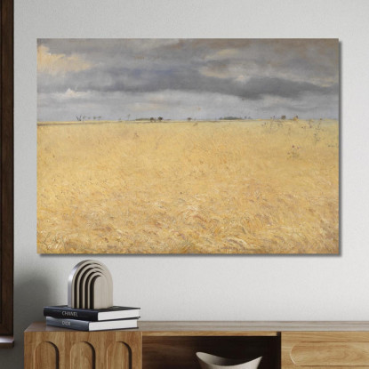 Un Campo Di Segale Vicino Al Villaggio Di Ring Laurits Andersen Ring lar3 quadro stampato su tela