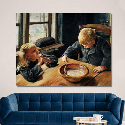 Un Ragazzo E Una Ragazza Al Pranzo Di Mezzogiorno Laurits Andersen Ring lar10 quadro stampato su tela