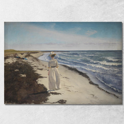 Signora Sulla Spiaggia Di Karrebæksminde Zelanda Laurits Andersen Ring lar24 quadro stampato su tela