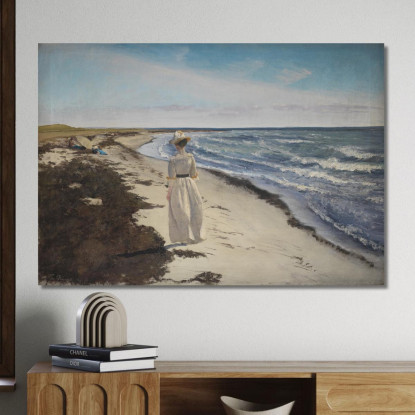Signora Sulla Spiaggia Di Karrebæksminde Zelanda Laurits Andersen Ring lar24 quadro stampato su tela