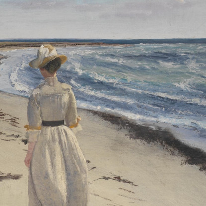 Signora Sulla Spiaggia Di Karrebæksminde Zelanda Laurits Andersen Ring lar24 quadro stampato su tela