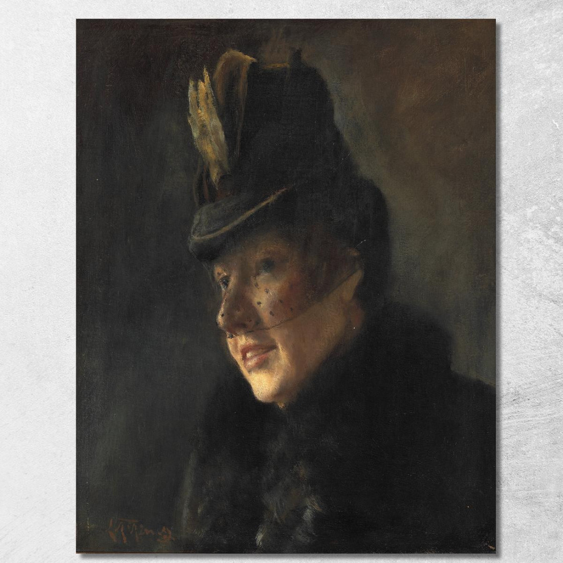 Ritratto Di Una Giovane Donna In Cappotto Con Collo Di Pelliccia E Cappello Con Velo Laurits Andersen Ring lar27 quadro stampa Ritratto Di Una Giovane Donna In Cappotto Con Collo Di Pelliccia E Cappello Con Velo Laurits Andersen Ring lar27 quadro stampa