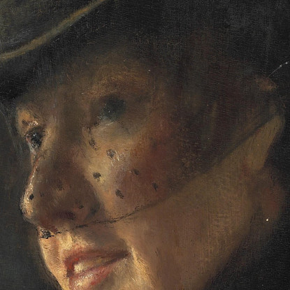 Ritratto Di Una Giovane Donna In Cappotto Con Collo Di Pelliccia E Cappello Con Velo Laurits Andersen Ring lar27 quadro stampa