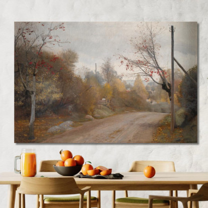 La Strada A Mogenstrup Zelanda. Autunno Laurits Andersen Ring lar34 quadro stampato su tela