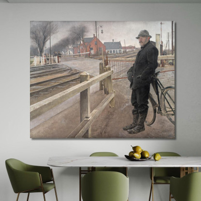 In Attesa Del Treno. Passaggio A Livello Sulla Strada Di Roskilde Laurits Andersen Ring lar43 quadro stampato su tela