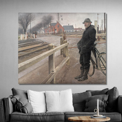 In Attesa Del Treno. Passaggio A Livello Sulla Strada Di Roskilde Laurits Andersen Ring lar43 quadro stampato su tela