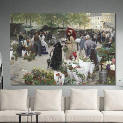 Il Mercato Dei Fiori Victor Gabriel Gilbert vgg23 quadro stampato su tela
