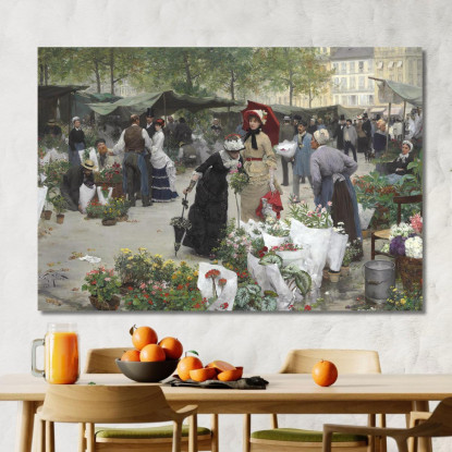 Il Mercato Dei Fiori Victor Gabriel Gilbert vgg23 quadro stampato su tela