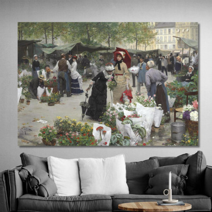 Il Mercato Dei Fiori Victor Gabriel Gilbert vgg23 quadro stampato su tela