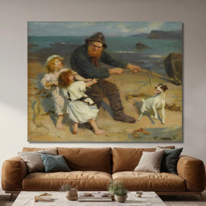 Scena Portuale Arthur John Elsley aje2 quadro stampato su tela