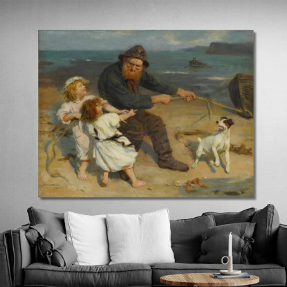 Scena Portuale Arthur John Elsley aje2 quadro stampato su tela