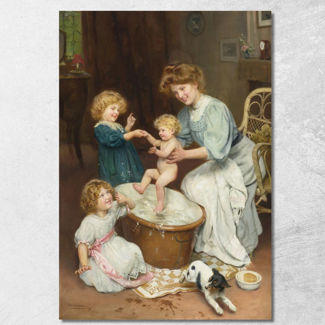 Il Bagnetto Del Bebè Arthur John Elsley aje5 quadro stampato su tela