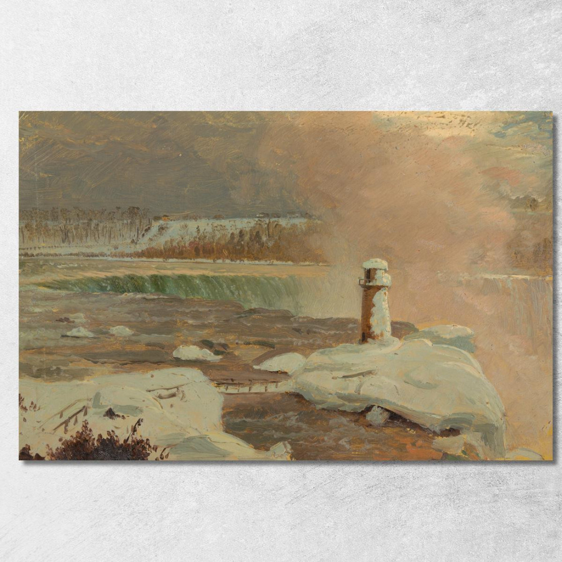 Fiume Niagara E Cascate Nella Neve Frederic Edwin Church fec59 quadro stampato su tela Fiume Niagara E Cascate Nella Neve Frederic Edwin Church fec59 quadro stampato su tela