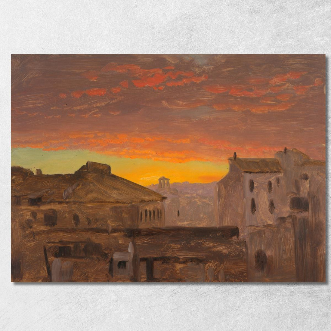Tetti Di Roma Al Tramonto Frederic Edwin Church fec71 quadro stampato su tela Tetti Di Roma Al Tramonto Frederic Edwin Church fec71 quadro stampato su tela