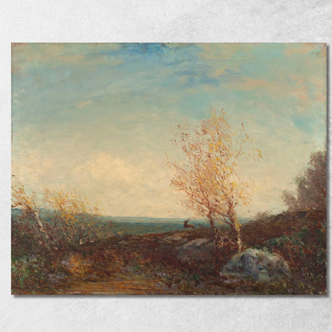 Cervo Nella Foresta Di Fontainebleau Félix Ziem fzm15 quadro stampato su tela Cervo Nella Foresta Di Fontainebleau Félix Ziem fzm15 quadro stampato su tela