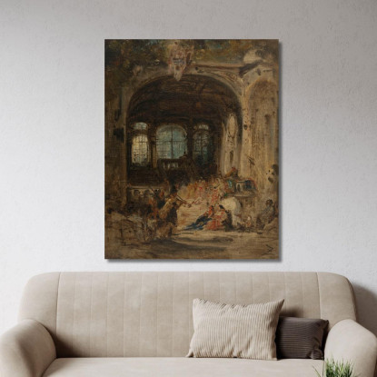 Festa In Un Palazzo A Napoli Félix Ziem fzm37 quadro stampato su tela
