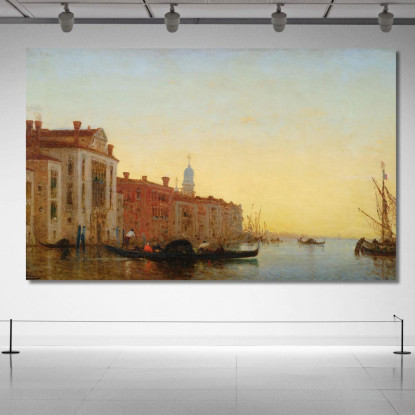 Gondola Attraversando L'Ingresso Del Canal Grande Félix Ziem fzm42 quadro stampato su tela