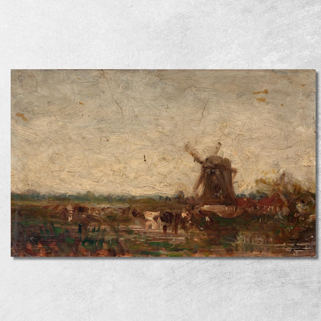 Olanda Il Mulino Félix Ziem fzm44 quadro stampato su tela Olanda Il Mulino Félix Ziem fzm44 quadro stampato su tela