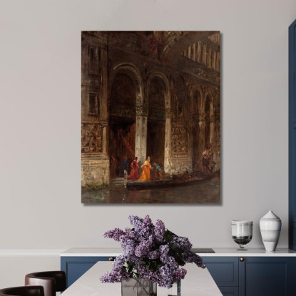 L'Uscita Del Palazzo Ducale Sotto Il Ponte Dei Sospiri Félix Ziem fzm60 quadro stampato su tela