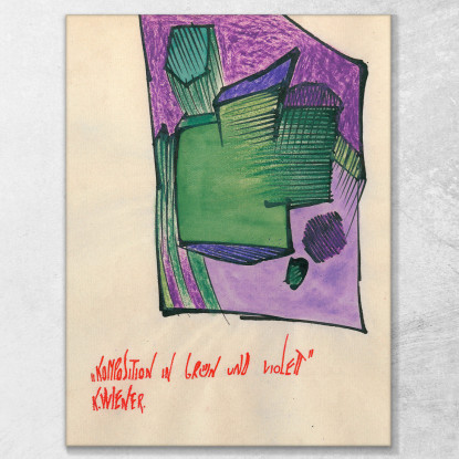 Composizione In Verde E Viola Karl Wiener kwn273 quadro stampato su tela