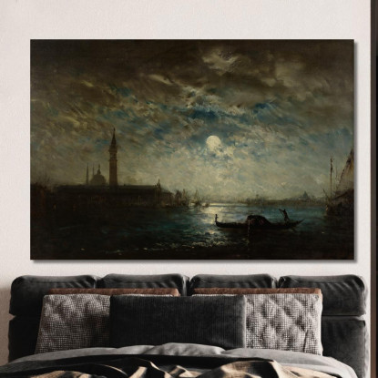 Venezia E Il Campanile Al Chiaro Di Luna Félix Ziem fzm139 quadro stampato su tela