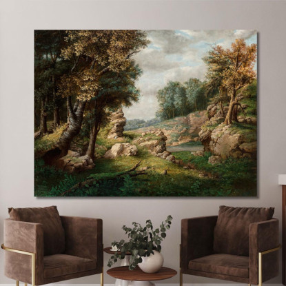 Valle Rocciosa Vicino Al Villaggio George Inness gin78 quadro stampato su tela