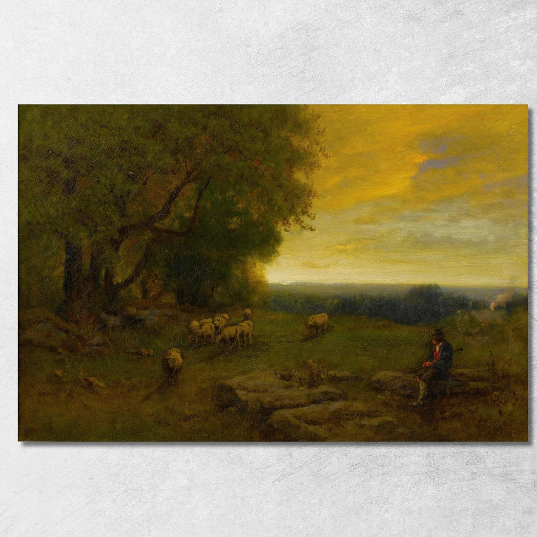 Pastore E Gregge Al Tramonto George Inness gin80 quadro stampato su tela Pastore E Gregge Al Tramonto George Inness gin80 quadro stampato su tela