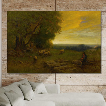 Pastore E Gregge Al Tramonto George Inness gin80 quadro stampato su tela