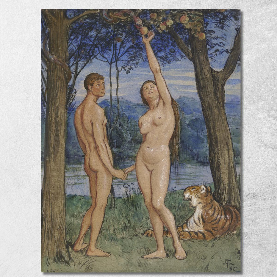 Adamo Ed Eva Hans Thoma hth3 quadro stampato su tela Adamo Ed Eva Hans Thoma hth3 quadro stampato su tela