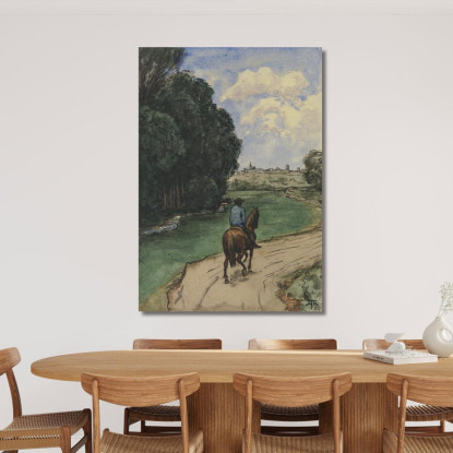 Al Limite Della Foresta. Cavaliere Su Un Sentiero Rivolto Verso L'Interno Hans Thoma hth5 quadro stampato su tela