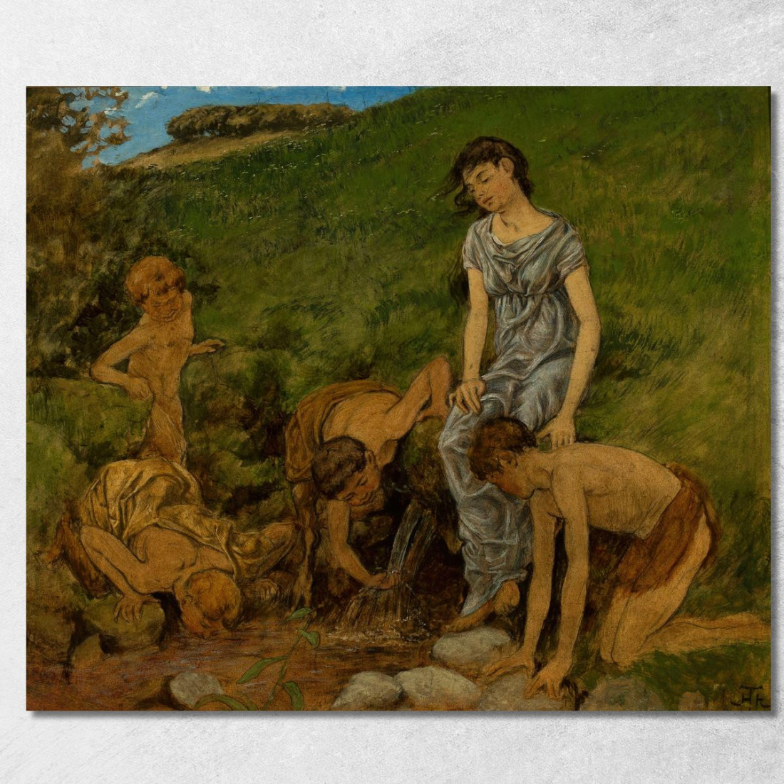 Alla Fonte Hans Thoma hth12 quadro stampato su tela Alla Fonte Hans Thoma hth12 quadro stampato su tela