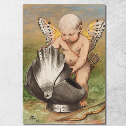 Cherubino Con Elmo Hans Thoma hth18 quadro stampato su tela
