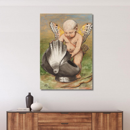 Cherubino Con Elmo Hans Thoma hth18 quadro stampato su tela