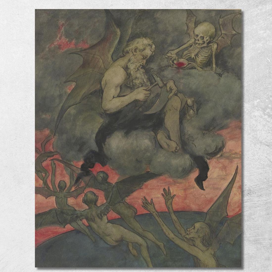 Chronos Affila La Falce Hans Thoma hth21 quadro stampato su tela Chronos Affila La Falce Hans Thoma hth21 quadro stampato su tela