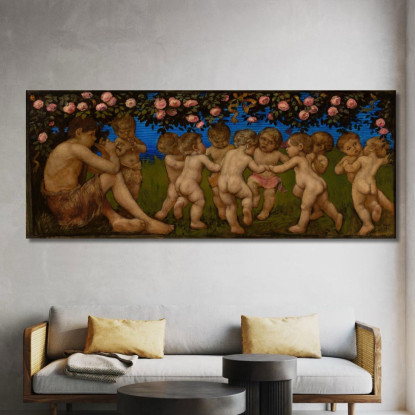 Putto Danzante Con Una Ghirlanda Di Rose Hans Thoma hth24 quadro stampato su tela