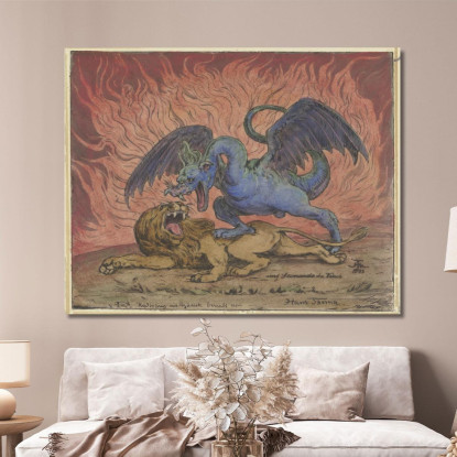 Drago E Leone Hans Thoma hth29 quadro stampato su tela