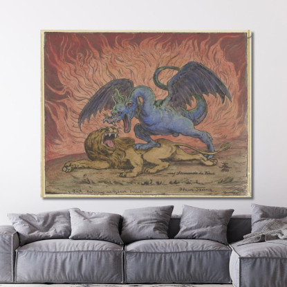 Drago E Leone Hans Thoma hth29 quadro stampato su tela