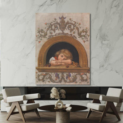 Ella Alla Finestra Semicircolare Hans Thoma hth33 quadro stampato su tela