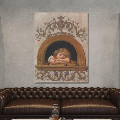 Ella Alla Finestra Semicircolare Hans Thoma hth33 quadro stampato su tela