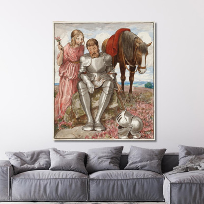 Erika E Cavaliere Seduto Hans Thoma hth34 quadro stampato su tela