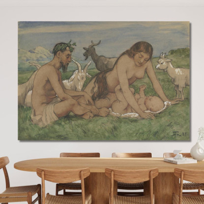 Famiglia Di Fauni Hans Thoma hth36 quadro stampato su tela