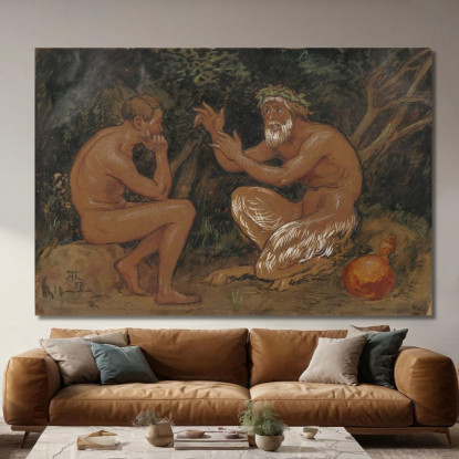 Fauno E Giovane Hans Thoma hth38 quadro stampato su tela