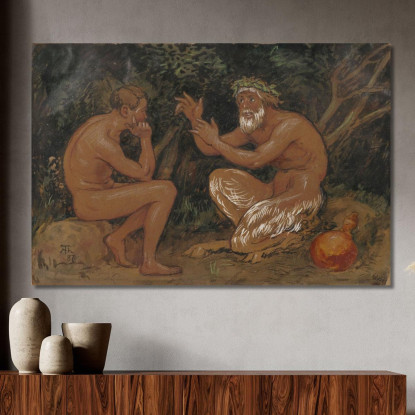 Fauno E Giovane Hans Thoma hth38 quadro stampato su tela