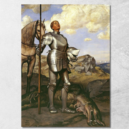 Cavaliere San Giorgio Hans Thoma hth44 quadro stampato su tela
