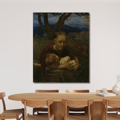 Madre E Figlio In Un Giardino Hans Thoma hth52 quadro stampato su tela