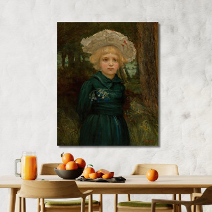 Ritratto Di Una Ragazza In Abito Verde Hans Thoma hth57 quadro stampato su tela